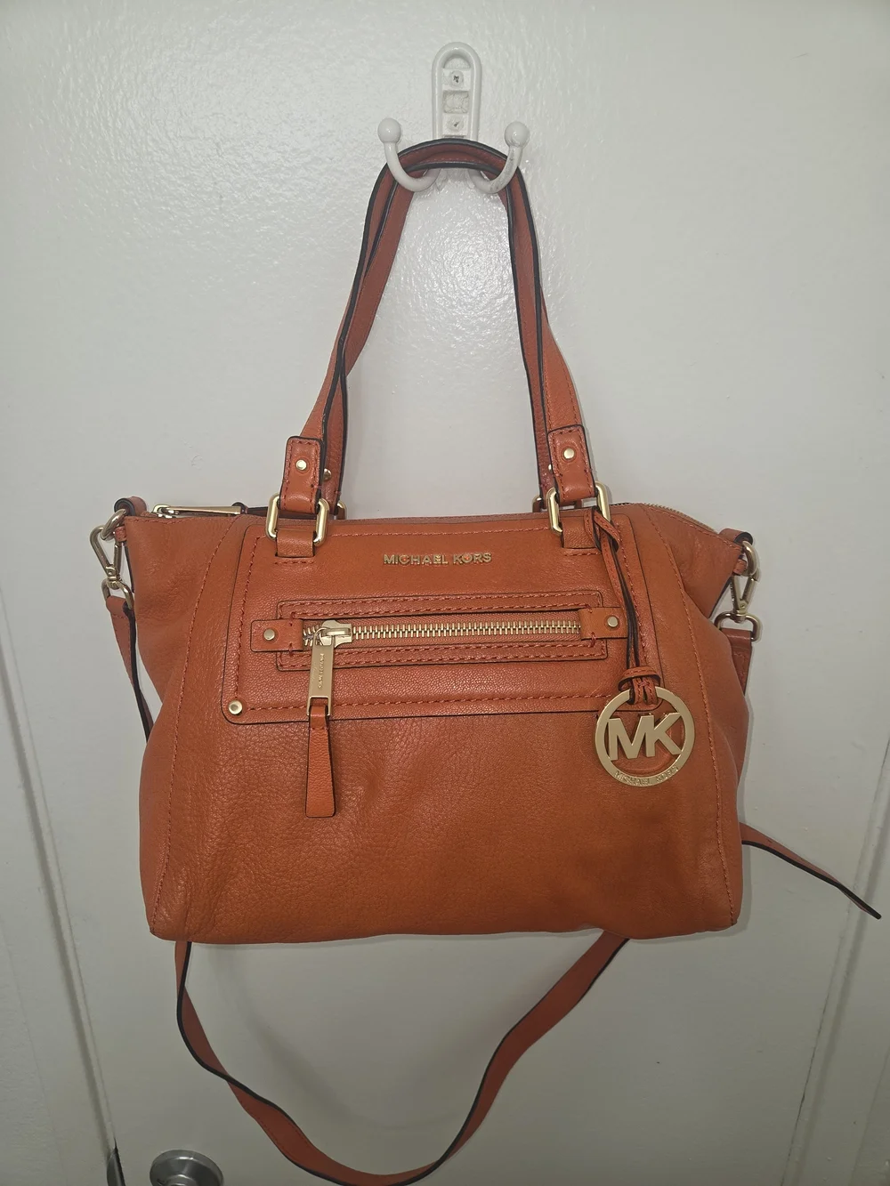 Michael Kors Orange Leather Purse with Gold Hardware